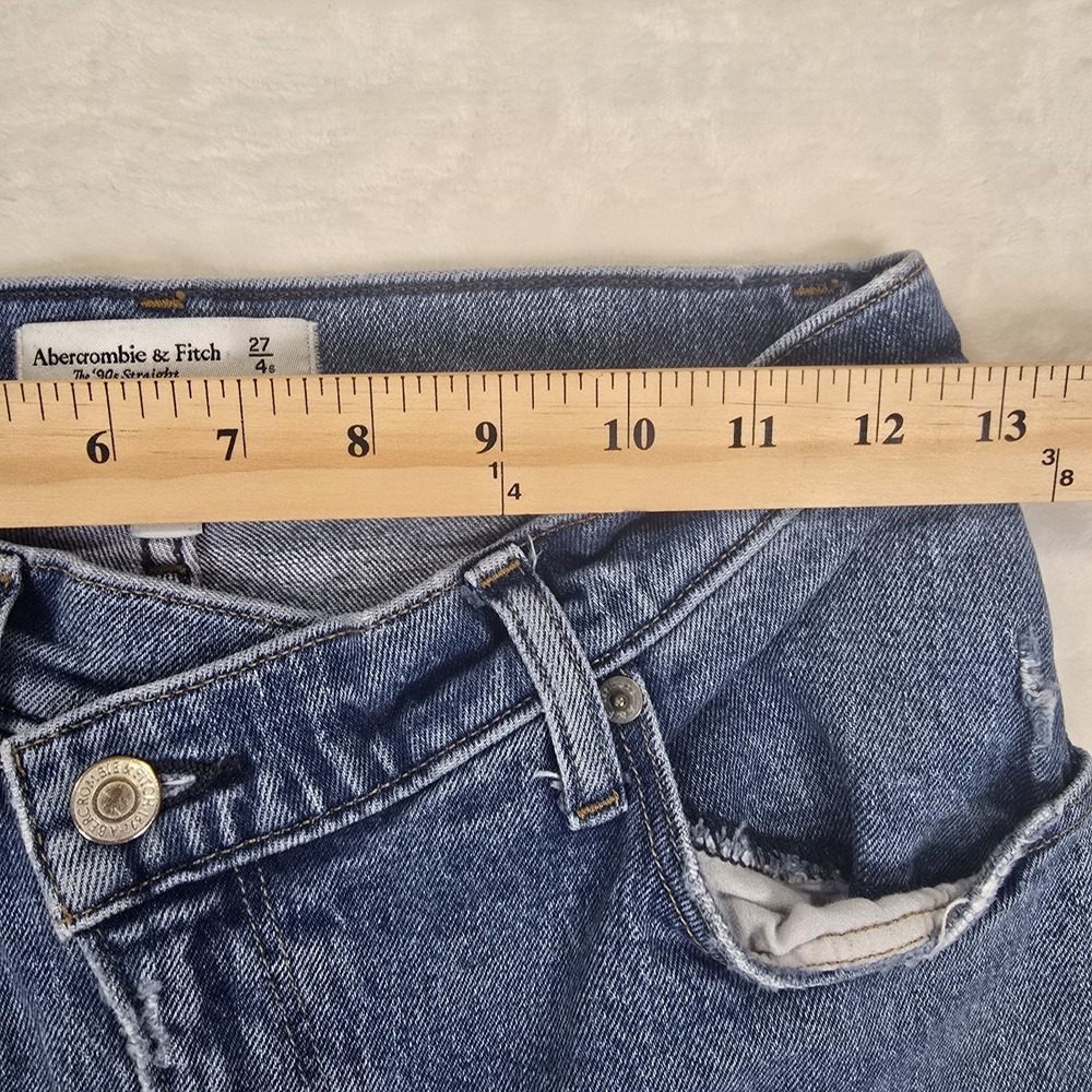 Abercrombie & Fitch The 90s Straight Ultra High Rise Criss Cross Waist Size 27/4 - Picture 6 of 12